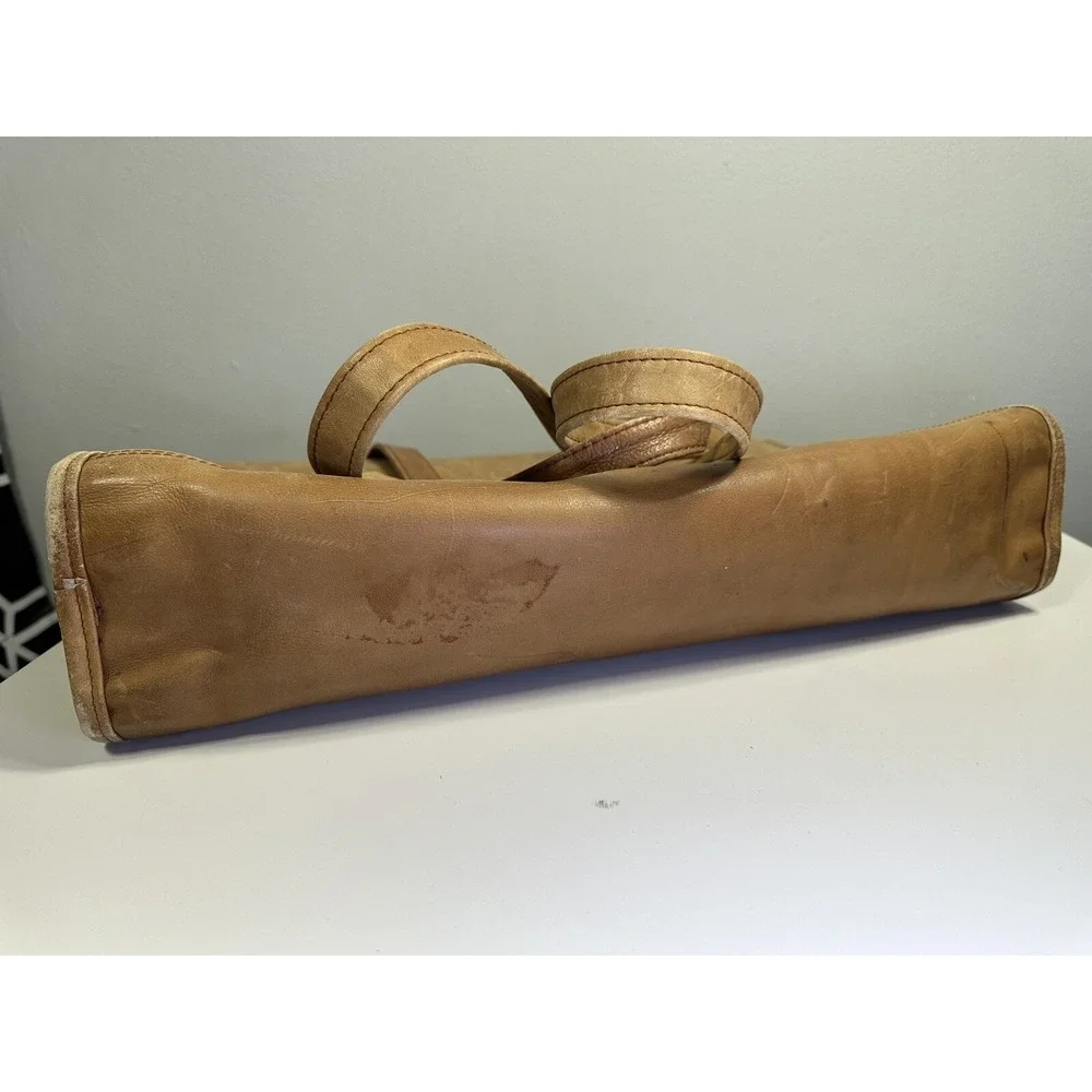 Vintage RENWICK Tan Brown Leather Messenger Bag Shoulder‎ Straps